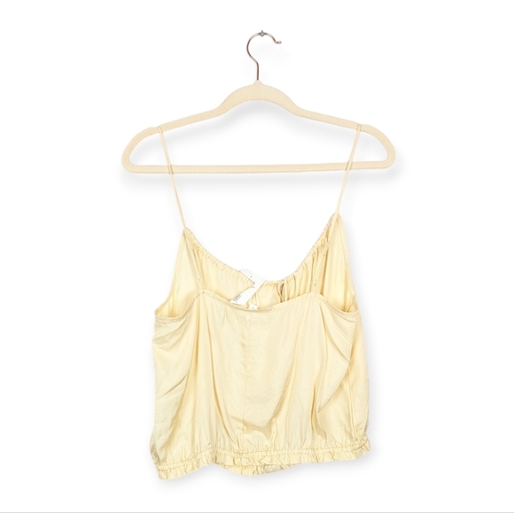 NWT Weekend Los Angeles Moonstone Pale Yellow Cropped Cami Top Size L - Picture 2 of 8